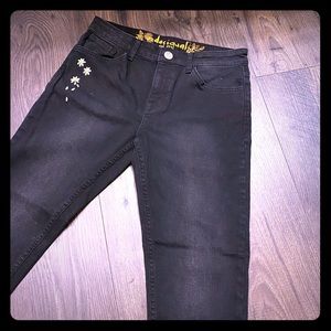 Desigual Black Skinny Jeans With Daisy Detail
